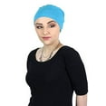 thumbnail image 3 of Serena Bamboo Sleep Cap Chemo Headwear Cancer Hat Sleeping Night Beanie Turbans for Women (Turquoise), 3 of 4