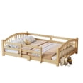 thumbnail image 5 of Euroco Wood Full Size Platform Bed, Montessori Floor Bed with Safety Guardrails, Natural, 5 of 13