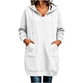 thumbnail image 2 of Ynynloco Women's Fall Winter Sweatshirt Dress Long Sleeve Hoodie dresses Half Zip Drawstring Hooded Tunic Tops with Pocket, 2 of 7