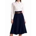 thumbnail image 3 of Women's Midi High Waist A-Line Flared Vinage Belt Skirt for Daily Wear XL, 3 of 7