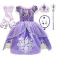 thumbnail image 2 of Vestido esponjoso de Sofía para niña, traje de princesa para fiesta de cumpleaños, Halloween, verano, manga abombada, 3, 6, 8 y 10 años Fivean unisex, 2 of 2