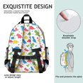 thumbnail image 5 of White Colorful Tiny Dinosaurs Pattern Cute School Backpack Bag for School with Padded Back and Adjustable Shoulder Straps 15.25"x11.5"x5.25", 5 of 5