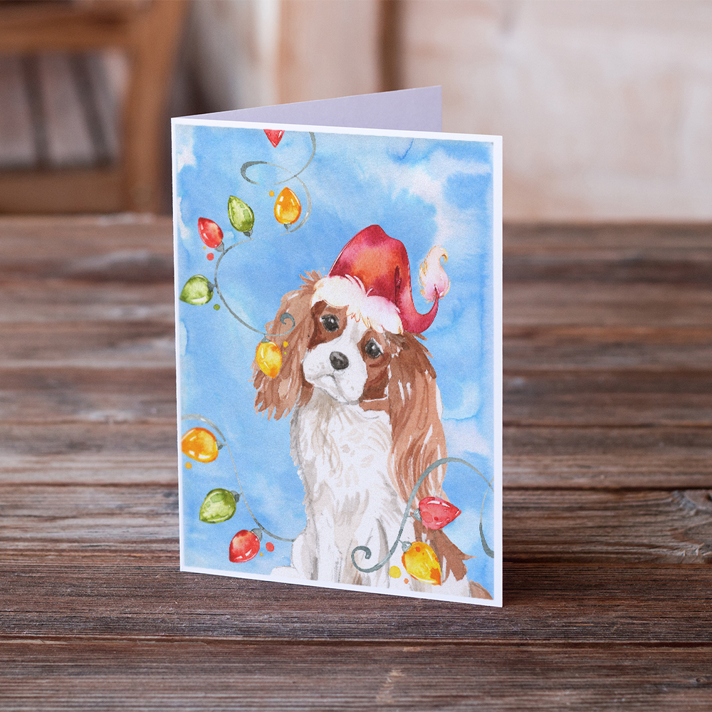 Caroline's Treasures Blenheim Cavalier Spaniel Christmas Greeting Cards with Envelopes, 5" x 7" (8 Count)