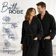 thumbnail image 6 of Dan River Bathrobe for Men and Women One Size Lightweight Cotton Terry Cloth Robe - Black, 6 of 10