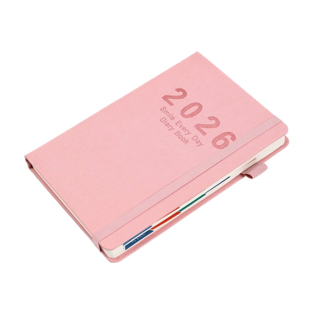 2026 Weekly and Monthly Planner Calendar, 2026 English Calendar Notebook,Vertical Patterned Strap Daily Planner Annual Calendar Notebook,January 2026 - December 2026(Pink)