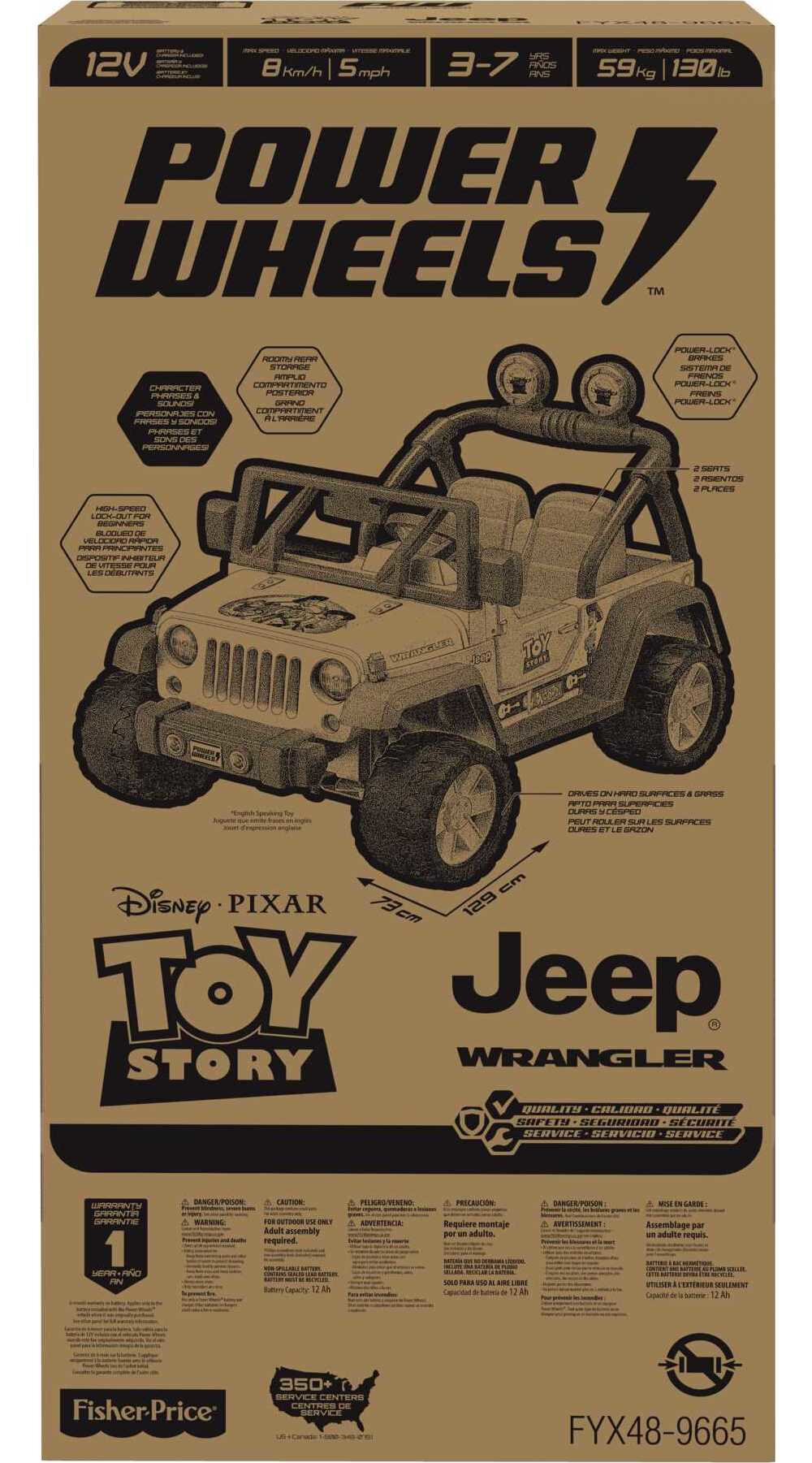 Power Wheels Disney Pixar Toy Story Jeep Wrangler Battery Powered Ride-On Vehicle with Sounds, 12V - image 3 of 8
