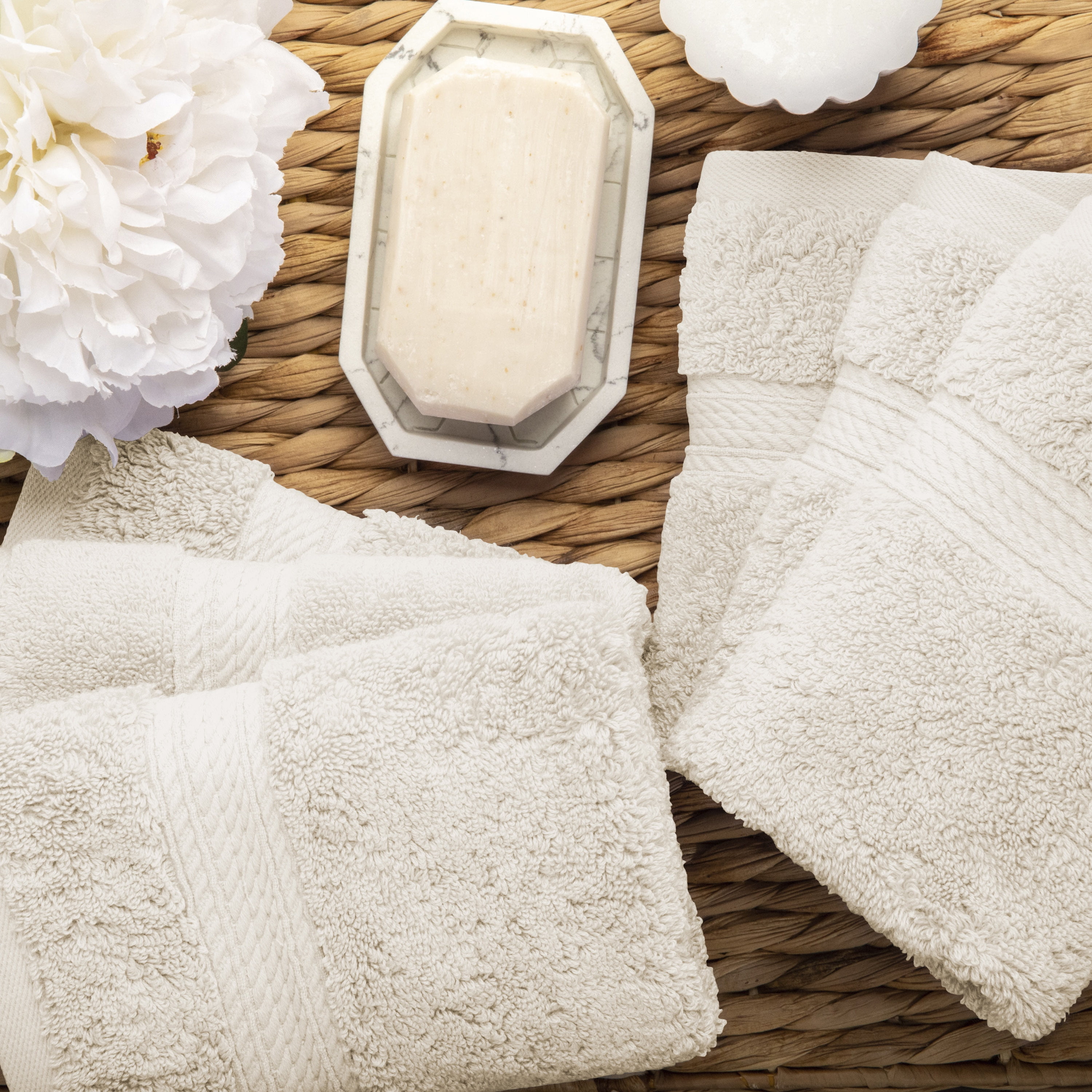 Premium Egyptian Cotton Highly Absorbent Assorted 6-Piece Plush Towel Set - 13" x 13"