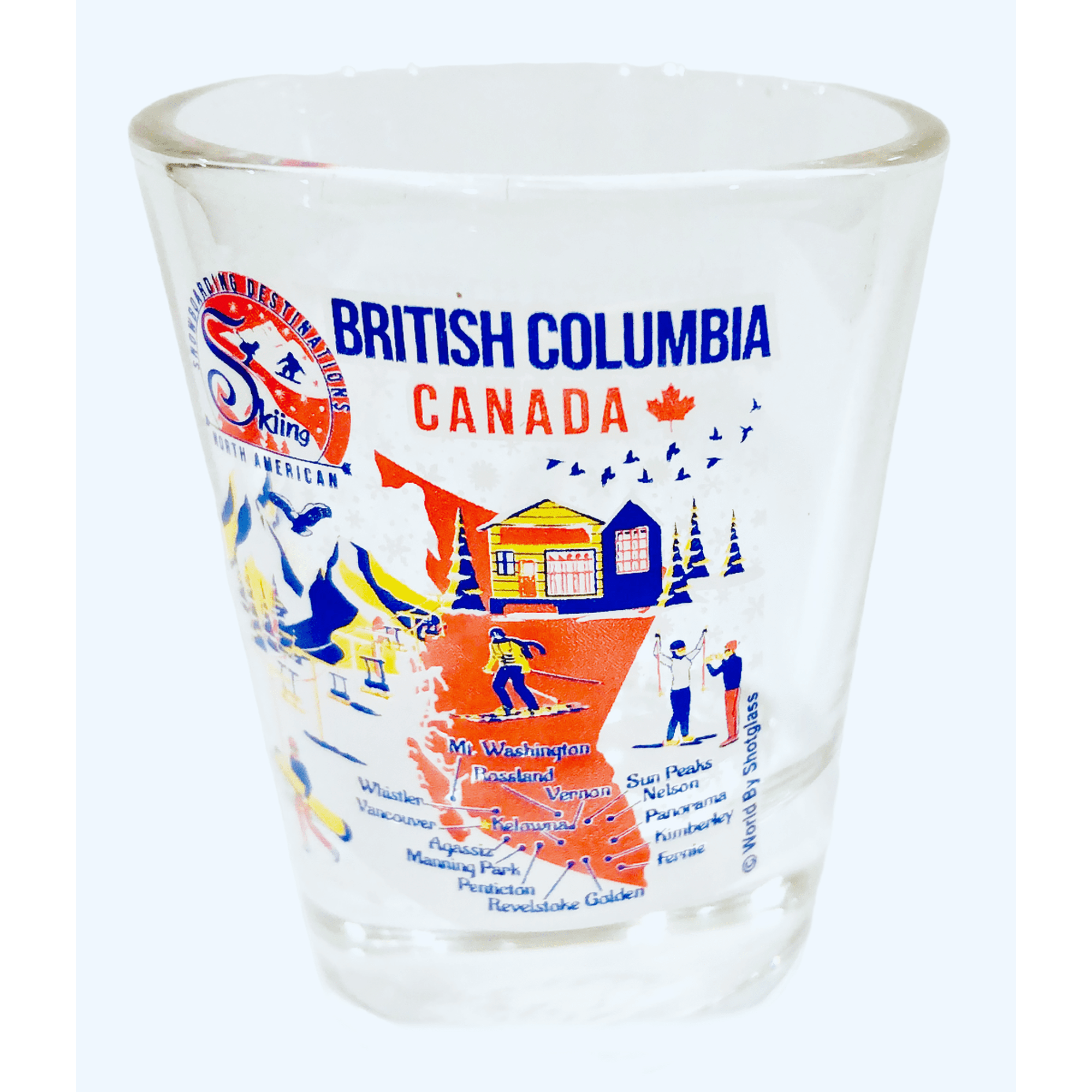 British Columbia Canada North American Skiing and Snowboarding Destinations Shot Glass