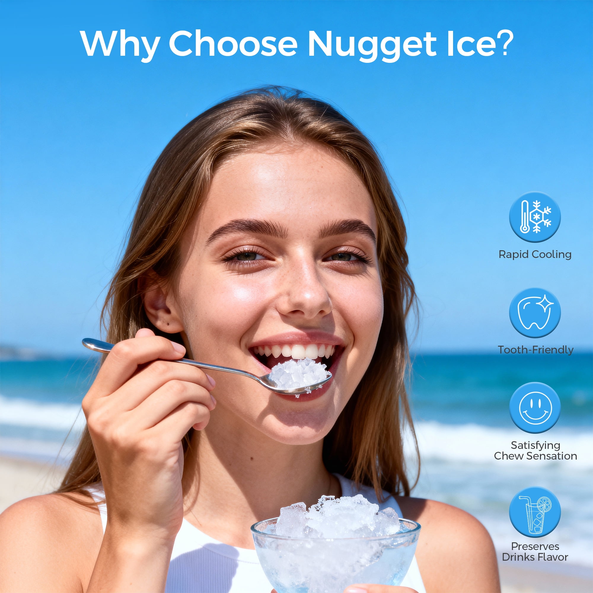 Nugget Ice Maker Countertop with Removable Tank, 41Lbs Per Day, One-Touch Fast Ice in 6 Mins, Self-Cleaning & Ultra Quiet for Home, Office, Party
