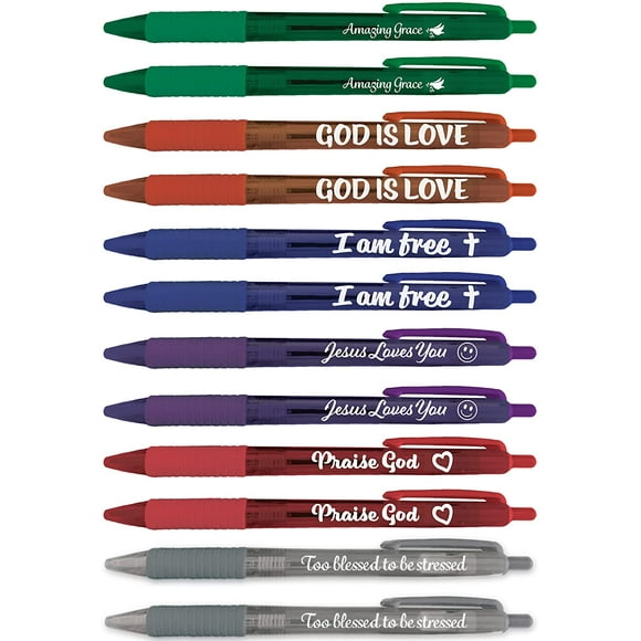 Greeting Pen Christian Inspiration Translucide 12 Set de Stylos avec 6 designs (46005)