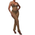 thumbnail image 3 of Txlixc Suéter de playa de mono femenino suéter de playa transparente hueco sólido cuello V sin mangas mono largo bañador bikini Txlixc  moda, 3 of 7