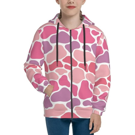 

Hoodies for Women Multicolor Cow Print Long Sleeve Sweatshirt Drawstring Zip Up Hoodie with Pockets Teen Girl Clothes