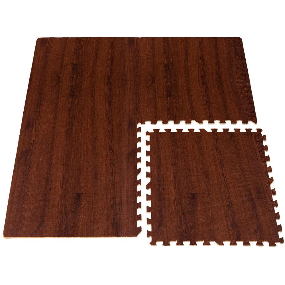 Sorbus Wood Grain Floor Mats Foam Interlocking Mats Tile 3/8Inch Thick