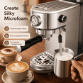 thumbnail image 6 of 20 Bar Espresso Machine with Milk Frother, Steam Wand & Pressure Gauge, Amumu Compact Stainless Steel Coffee Maker for Cappuccino & Latte, Silver, 6 of 9