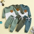 thumbnail image 2 of XBASW Toddler Baby Boy Sweatsuit Spring Fall Outfit Color Blocking Long Sleeve Sweatshirt Tops and Jogger Pants 2PCS Set 6M-3Y, 2 of 10
