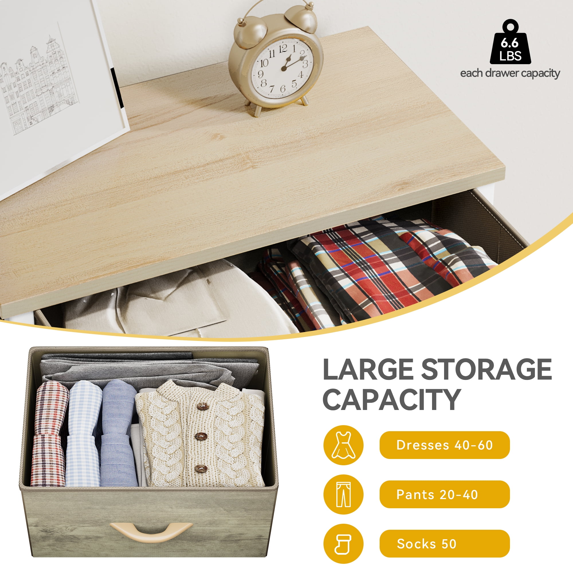Uforic 4-Drawer Fabric Dresser for Adult & Teen, Storage Organizer for Bedroom & Hallway, Oak Greige