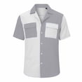 thumbnail image 4 of ZVNAΖH Men's S-3XL Color Block Casual Striped Short Sleeve Collared Button Down Shirt with Dual Pockets, 4 of 6