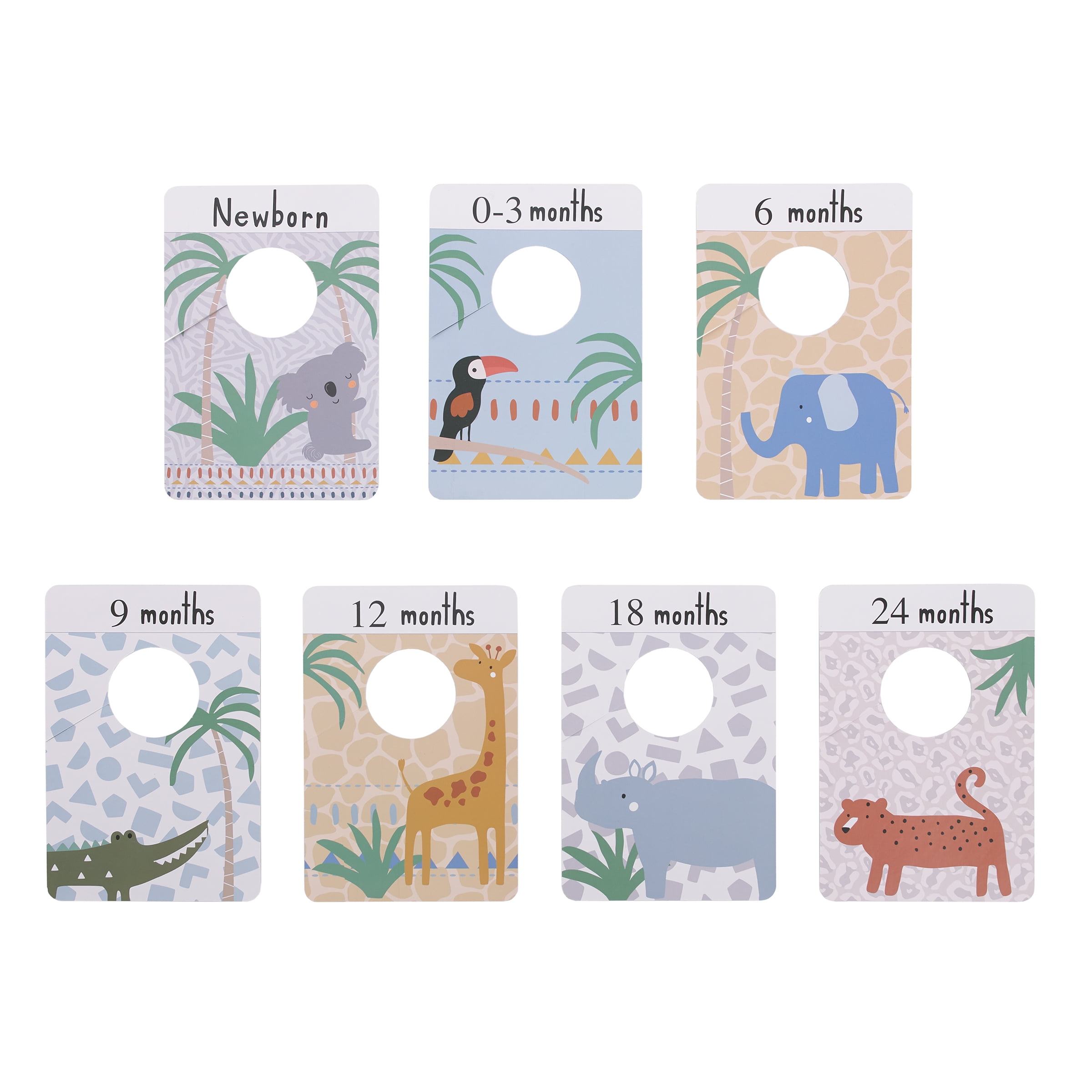 Parent's Choice Closet Dividers, Infant Unisex Jungle, Set of 7, Gray, Tan, Blue