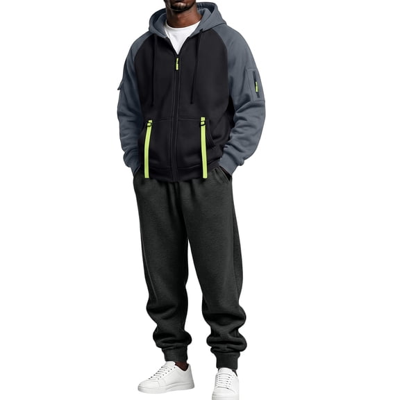 Evdexr Men's Track Suits 2 Piece Long Sleeve Full Zip Hooded Tops & Pants Sweatsuits with Pockets Winter Fall Athletic Casual Sets Drawstring Loose Fit Outfits S