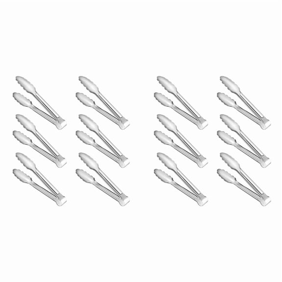 12 Pack Serving Tongs Kitchen Tongs, Buffet Tongs, 304 Stainless Steel Food Tong Serving Tong, Small Tongs, Silver 7Inch