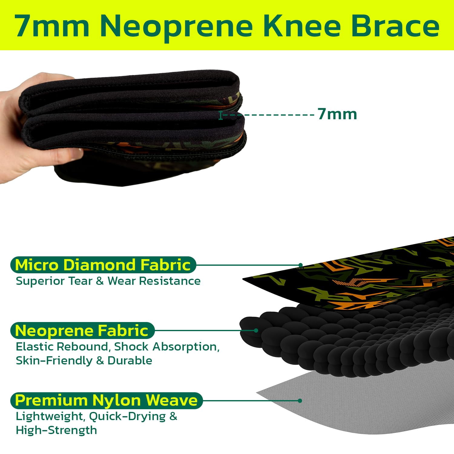 GKTG Knee Brace (1 Pair) Adjustable Strap 7mm Neoprene Knee Compression Sleeve Knee Support for Men Women