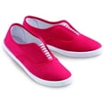 thumbnail image 2 of Collections Etc Slip-On Sneaker Shoes with Padded Insoles and Stripe Accent, Cotton, Red, 10, 2 of 2