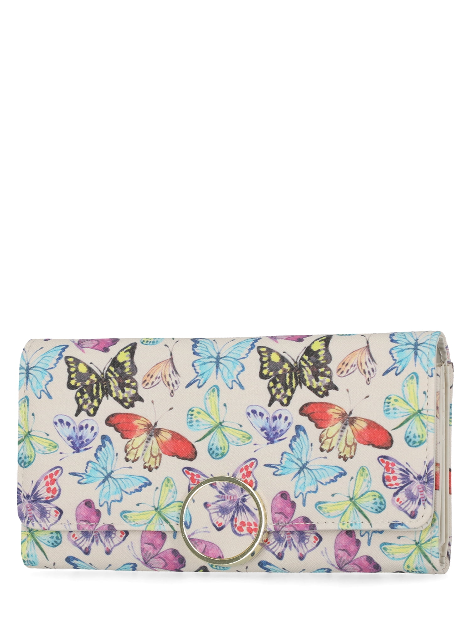 Time and Tru Women's Piper File Master Clutch Wallet Vinyl Butterfly Print