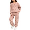 thumbnail image 3 of Girls Clothes 2 Piece Outfits Fuzzy Winter Warm Fleece Loose Flannel Cute Pullover Sweatshirt Top Pants Pajamas Sweatsuit 5-14 Years, 3 of 6