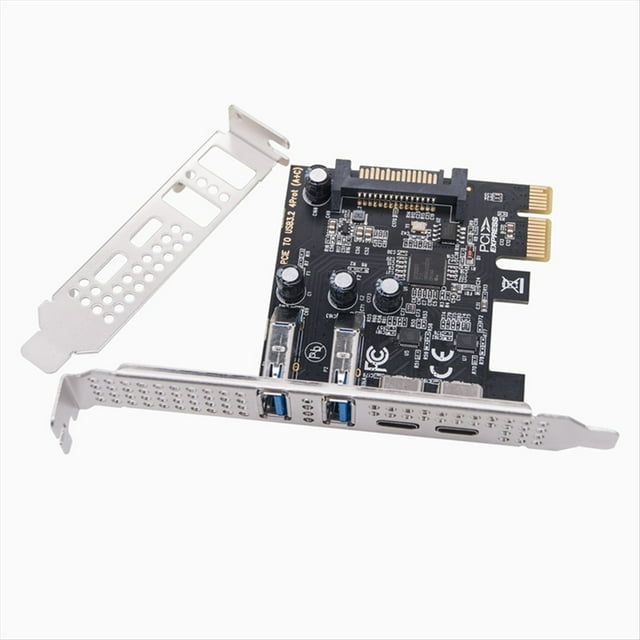 Adaptateur de Carte PCIE Type C USB 3.2 Gen1 5Gbps Carte Express PCI 2xUSB A Port+2xType-C Port/USB3.2 Carte d'Extension PCI-E, 1 x Adaptateur de Carte PCI-E 1 x Support Profil Bas 1 x Pilote CD, Noir
