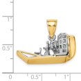 thumbnail image 3 of FB Jewels 14k White and Yellow Two Tone Gold 3D Airboat Two-color Pendant, 3 of 5