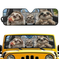 Uorisanigo Windshield Sunshade for 2018-2025 Jeep Wrangler JL JLU & 2020-2025 Jeep Gladiator Sloth Animal Family Car Sun Shade Sun Visor Protection Blocks UV Rays and Heat Keep Interior Cool