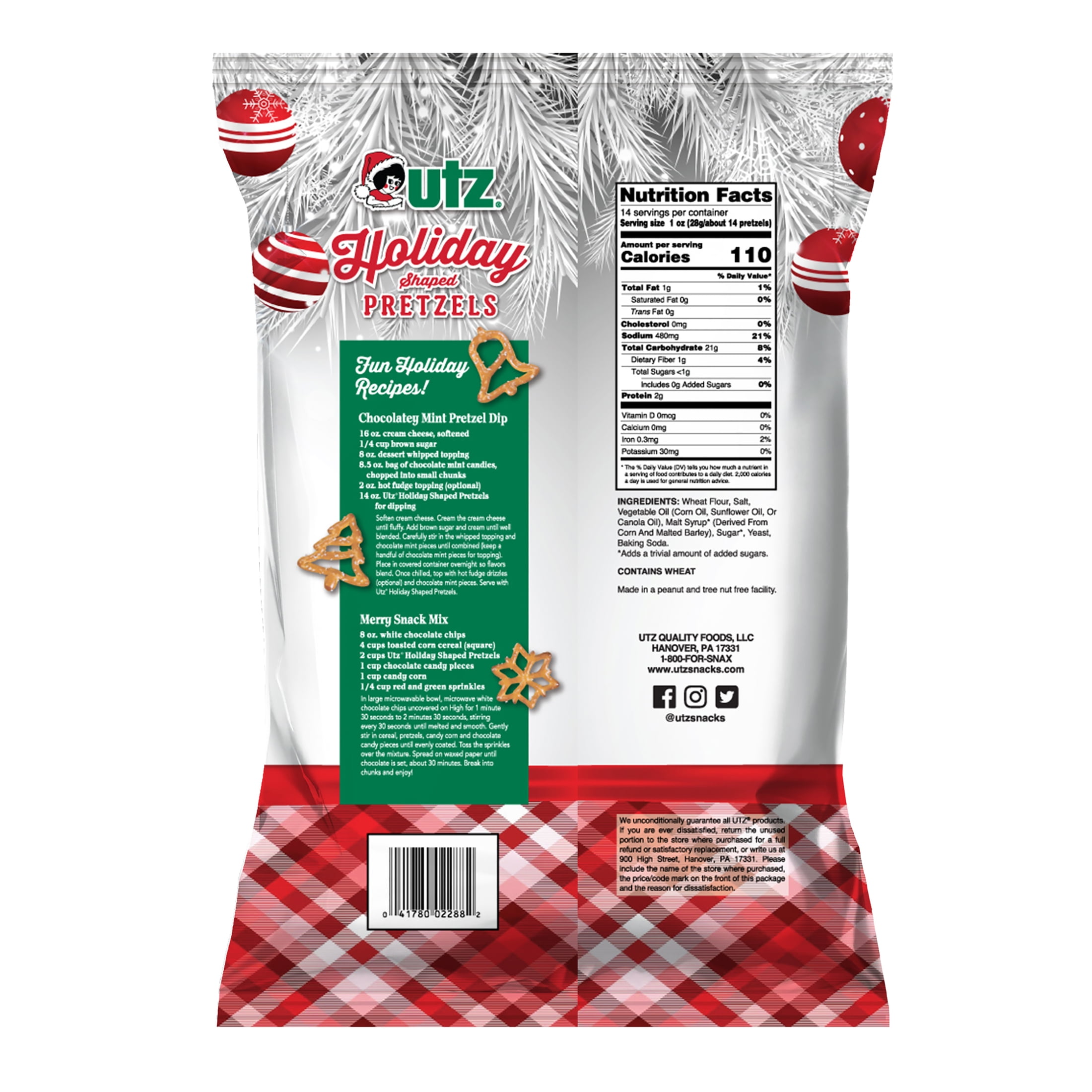 (2 pack) Utz Holiday Shaped Pretzels, 14 oz Bag