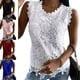 thumbnail image 2 of Top sin mangas de encaje con cuello redondo de color liso para mujer, 2 of 5