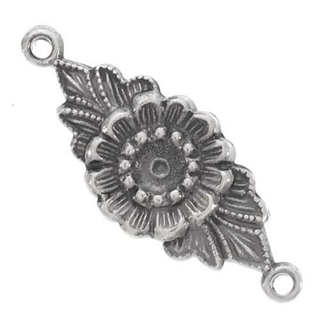Flower Connector - Antiqued Silver Plated Nouveau Flower Connector Links 22mm (4)