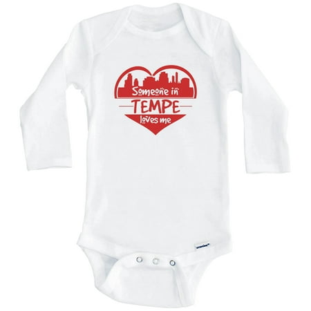 

Someone in Tempe Loves Me Tempe Arizona Skyline Heart One Piece Baby Bodysuit (Long Sleeve) 0-3 Months White