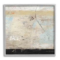 Rustic Beige Modern Composition Abstract Painting Gray Framed Art Print Wall Art
