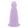 thumbnail image 3 of Manyakai Kids Big Girls Chiffon Sequined Halter Wedding Junior Bridesmaid Flower Girl Dress Long Maxi Lavender 8, 3 of 6