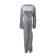 thumbnail image 5 of Abcnature Women's Long Sleeve Midi Long Dress Wrap Round Neck Tiered Fall Vintage Maxi Dresses Solid Satin Soft Waist and Ankle Dress Gray S, 5 of 5