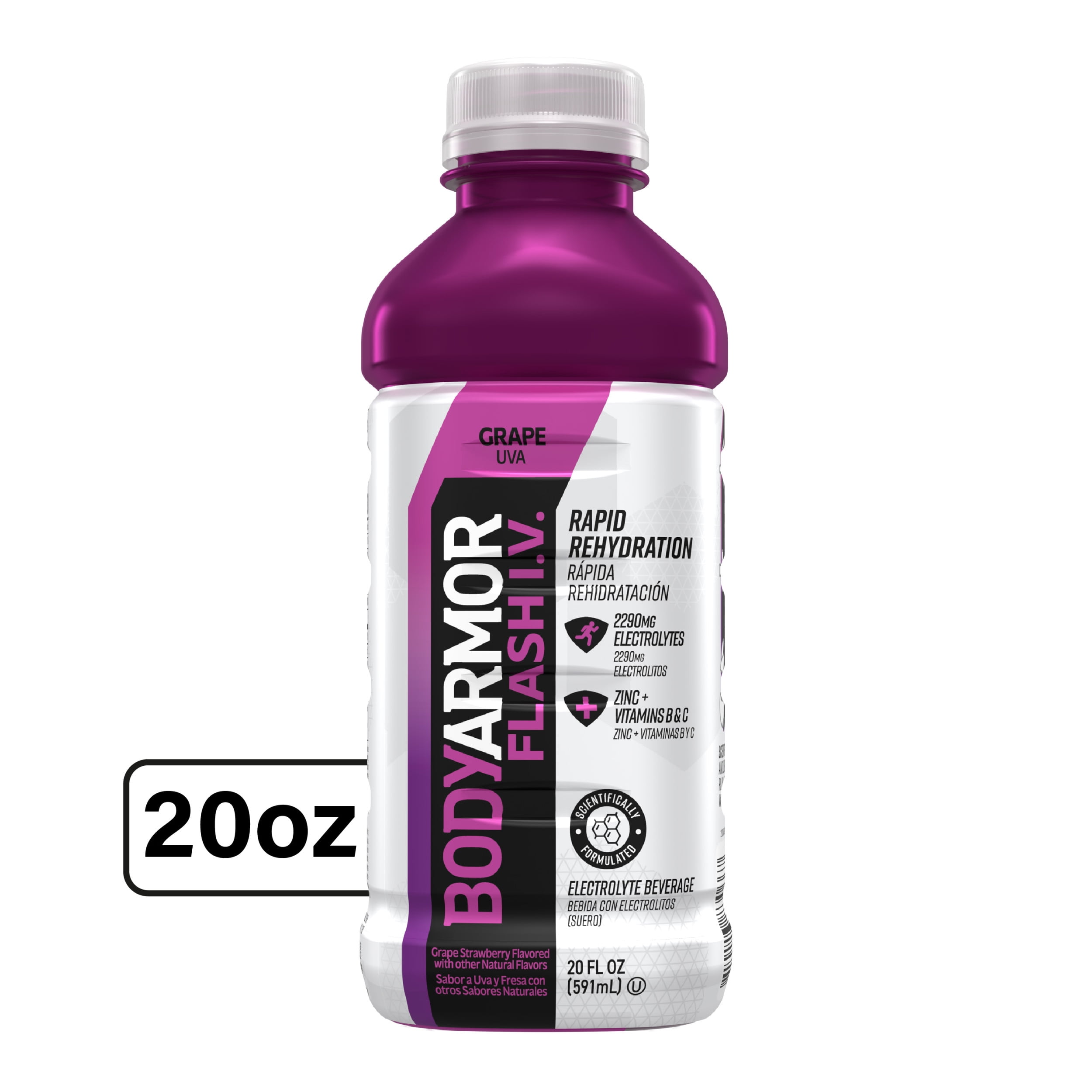 BODYARMOR Flash I.V. Rapid Rehydration Electrolyte Beverage, Grape 20oz