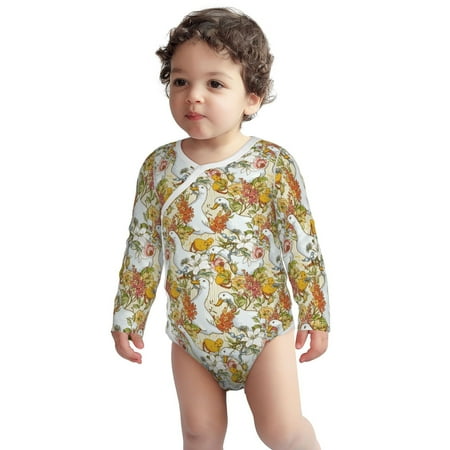 

Haiem Ducks and Flowers Printed Unisex-Baby Long Sleeve Onesies Bodysuits Unisex Babies Snap-Up Rompers-3 Months