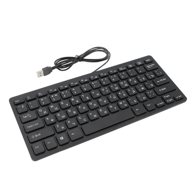 Computer Keyboard Wired, 78 Keys USB Wired Keyboard, Bilingual Language Wired Keyboard, Compact Keyboard USB, QWERTY Layout, Russian, Arabic