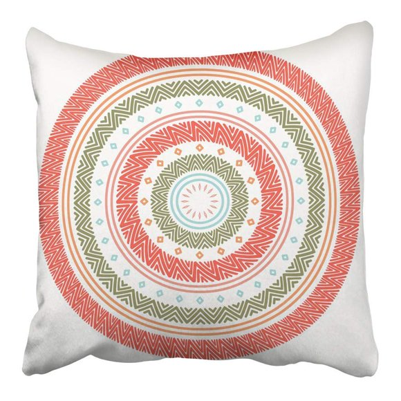 BSDHOME Ethnic Mandala Tribal Line Geometric Border Doodles Native African Mexican Pillowcase Cushion Cover 16x16 inch
