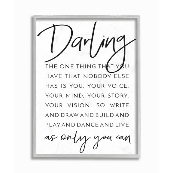 The Stupell Home Decor Darling Live As Only You Can Typography Gray Framed Texturized Art