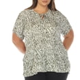 thumbnail image 1 of White Mark Blouse à Manches Courtes Imprimée à Col Noué, Grande Taille pour Femmes, 1X-3X, 1 of 6