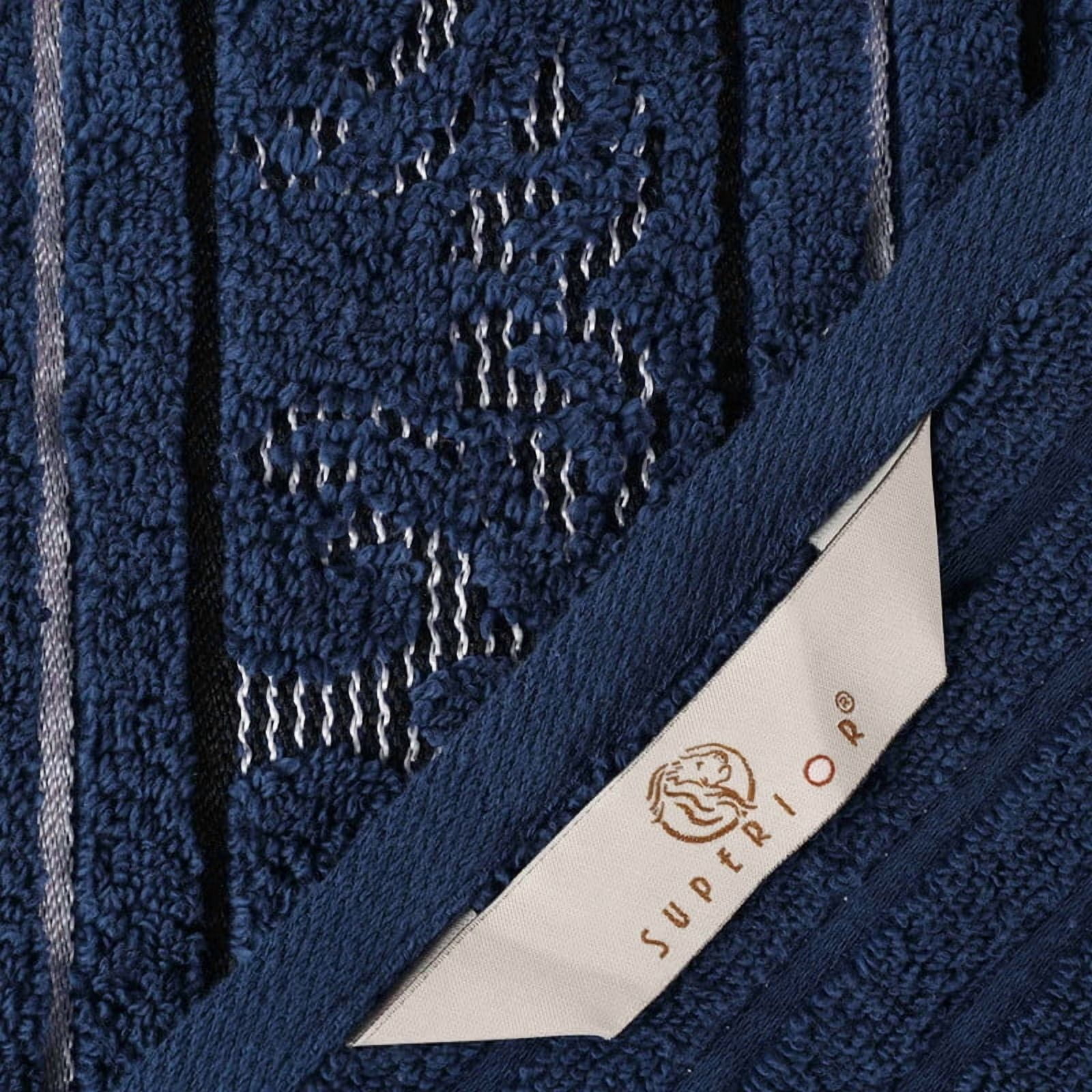 Superior Sadie Zero Twist Cotton Face Towel Washcloth Set of 12, Navy Blue
