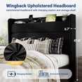thumbnail image 3 of Allewie Queen Size Upholstered Bed Frame with Velvet Charging Station & Storage Headboard, Black, 3 of 8