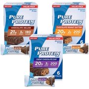 Pure Protein Bars, High Protein, Nutritious Snacks to Support Energy, Low Sugar, Gluten Free, Variety Pack, 1.76oz, 18 Pack