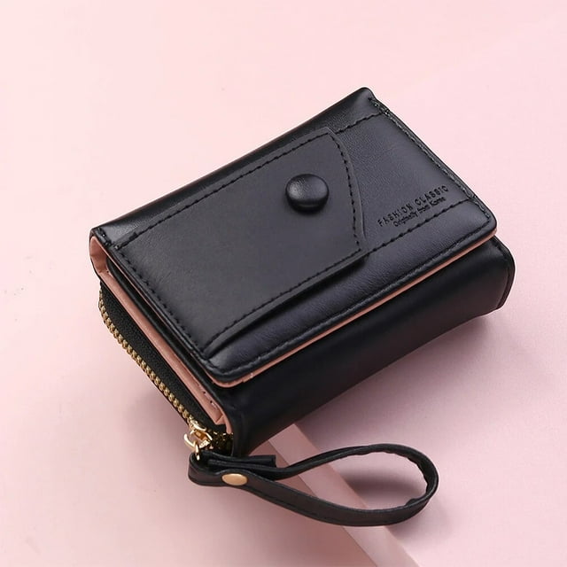 Zipper Closure Small Wallet Classic Style Women Mini Wallet Solid Color Multifunctional Wallet PU Leather Fashion for Shopping