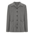 thumbnail image 6 of Kaemgyyd Women Casual Coat Lightweight Button down Long Sleeve Shacket Jacket Fall Solid Color Outwear with Pockets, 6 of 7