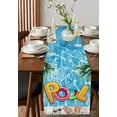 thumbnail image 4 of nqOlkjepod Blue Summer Pool Table Runner 72 Inches Long Farmhouse Dress Scarves, Watermelon Swimming Ring Slippers Dining Tablerunner for Coffee Table/Kitchen Island/Party Décor, 14" x 72", 4 of 8